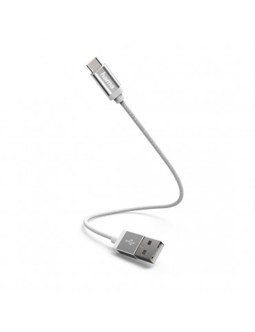 Кабел HAMA USB-C мъжко- USB 2.0 A мъжко, 0.2 м., 480Mbit/s,Бял