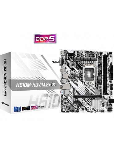 Дънна платка AsRock H610M-HDV/M.2  D5, LGA1700, DDR5 - 90-MXBM50-A0UAYZ