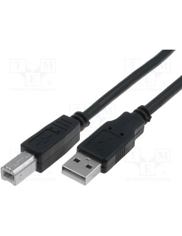 Кабел VCom USB 2.0 AM / BM Black - CU201-B-2.5m