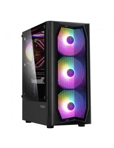 Кутия за компютър Zalman N4, с включени 6бр RGB вентилатори, Tempered Glass