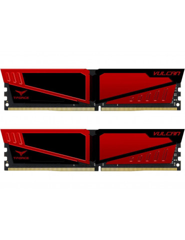 RAM Памет Team Group T-Force Vulcan 16GB (2 x 8GB) 2666 MHz DDR4, червена, TLRED416G2666HC15BDC01