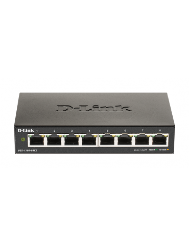 Суич D-Link DGS-1100-08V2, 8 портов 10/100/1000 Gigabit Smart Switch, управляем,