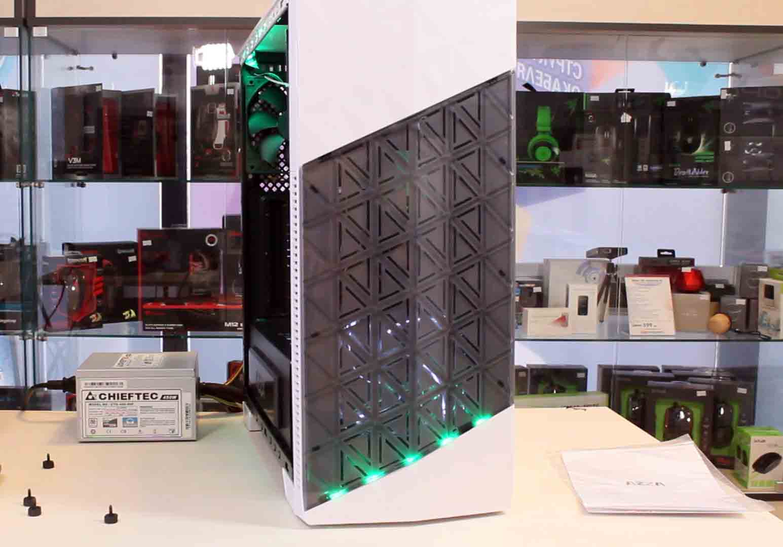 Кутия за компютър Azza Onyx 260X, бяла /RGB