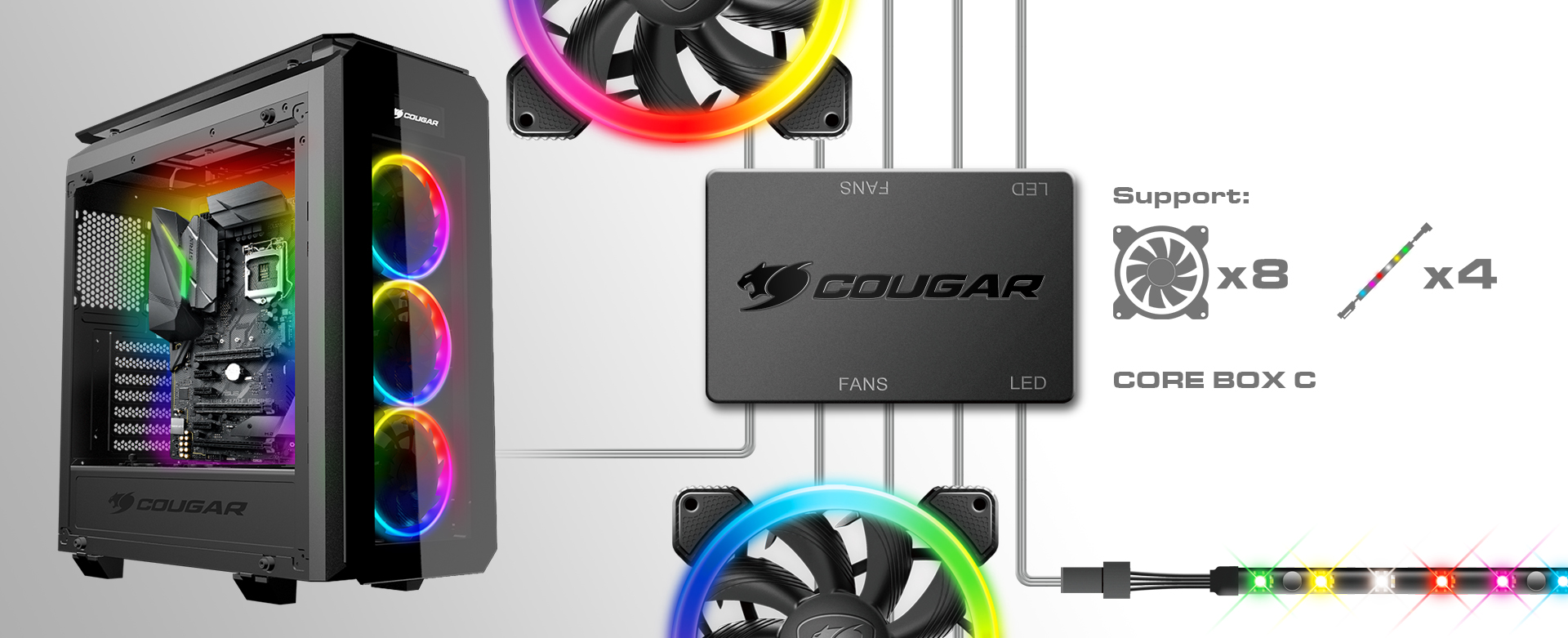 Cougar duoface pro rgb подсветка. Cougar Core Box v2. Cougar контроллер RGB Core Box. Контроллер подсветки cougar Core Box v3. Cougar Puritas RGB.